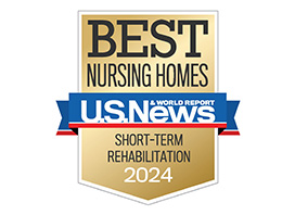 Logo for 2024 U.S. News Best Nursing Homes for short-term rehab